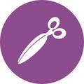 Cartoon purple icon white silhouette closed scissors Royalty Free Stock Photo