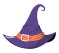 A purple witch or wizard hat on a white background Royalty Free Stock Photo