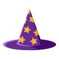 cartoon purple witch\'s hat on white background Royalty Free Stock Photo