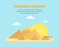Cartoon Pyramid Symbol of Egypt Background Card Poster Tourism Concept. Vector