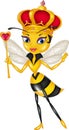 Cartoon queen bee isolated on white background Royalty Free Stock Photo