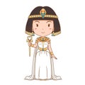 Cartoon queen Cleopatra. Egyptian girl in ancient clothes.