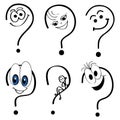 Cartoon Question Marks. Emoji Smiley Faces