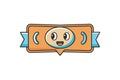 Cartoon quotation frame with happy expression, ideal for creative communication, messaging, and quote related visual designs