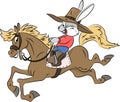 Cartoon rabbit cowboy riding a horse vector illustration