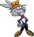 Cartoon rabbit going to gambling party vector illustration