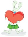 Cartoon rabbit with a heart in his paws Royalty Free Stock Photo