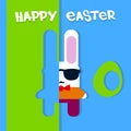 Cartoon Rabbit Hipster In Glasses Happy Easter Holiday Greeting Card Banner