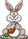 Cartoon rabbit holding a big carrot