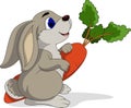 Cartoon rabbit holding carrots