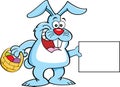 Cartoon rabbit holding a sign.