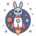 Stylized rabbit rocket rocket bunny layers Royalty Free Stock Photo