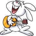 Cartoon bunny playing guitar and singing songs vector illustration Royalty Free Stock Photo