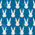 Cartoon rabbit portrait seamless pattern background