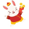 Cartoon rabbit with red money envelope symbol of prosperity. Happy Chinese new year celebration bunny character for 2023