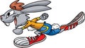 Cartoon rabbit running lightning fast vector illustration