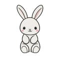 A cartoon rabbit sitting on its hind legs. Beautiful illustration of rabbit on a white background.