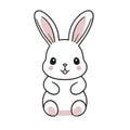 A cartoon rabbit sitting on its hind legs. Beautiful illustration of rabbit on a white background.