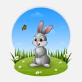 Cartoon rabbit standing on the grass