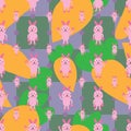 Cartoon rabbit symmetry carrot seamless pattern