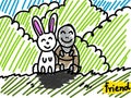 Cartoon rabbit and turtle in forest Royalty Free Stock Photo