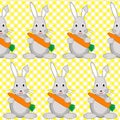 Cartoon rabbits with carrots seamless pattern