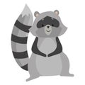 Cartoon raccoon. Vector illustration of a raccoon. Drawing animal for children. Zoo for kids.