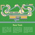 Cartoon Race Track with Cars Card Poster. Vector