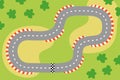 Cartoon race track. Top view