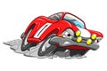 cartoon racing car running fast on the track. Isolate. Royalty Free Stock Photo