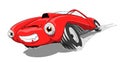 cartoon racing car running fast on the track. Isolate. Royalty Free Stock Photo