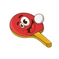 Cartoon racket ping pong ball, vector illustration Royalty Free Stock Photo