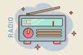 cartoon radio icon in comic style radio news sound Royalty Free Stock Photo