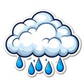 Cartoon Rain Cloud with Raindrops Falling Down Sticker Design Generative AI Royalty Free Stock Photo
