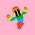 Cartoon rainbow abstract character.