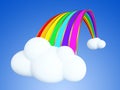 Cartoon rainbow on the clouds.