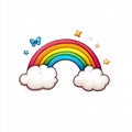 Cartoon Rainbow with Clouds and Stars Royalty Free Stock Photo