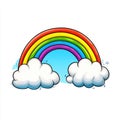 Cartoon Rainbow with Clouds and Stars Royalty Free Stock Photo