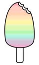 Cartoon rainbow watercolor bitten ice cream illustration isolated on white background Royalty Free Stock Photo