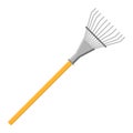 Cartoon rake icon isolated on white background. Gardening tool. Vector illustration in cartoon style for your design Royalty Free Stock Photo