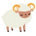 Cartoon ram. Cute farm sheep animal character. vector clip art Royalty Free Stock Photo