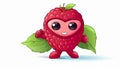 Cartoon raspberry berry superhero funny Cute character. .generate ai