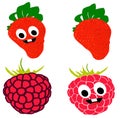 Cartoon raspberry and strawberry in collection