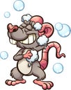 Cartoon rat taking a shower