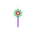 Cartoon rattle toy colored icon. Signs and symbols can be used for web, logo, mobile app, UI, UX