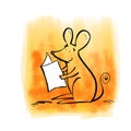 Cartoon reading Mouse Royalty Free Stock Photo