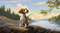 Cartoon Realism: Beagle Puppy On Yukon Shores - 8k Resolution Illustration