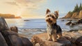 Cartoon Realism: Yorkshire Terrier Puppy On Nova Scotia Shores