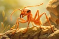 Cartoon Red Ant Working. Generated Image. Royalty Free Stock Photo