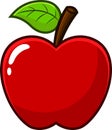 Cartoon Red Apple Fruit With A Leaf Royalty Free Stock Photo